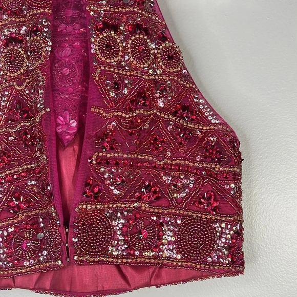 Sherri Hill Two-Piece Ruby Beaded Bodice & Organza Skirt - Size 0 - EUC - Picture 10 of 16